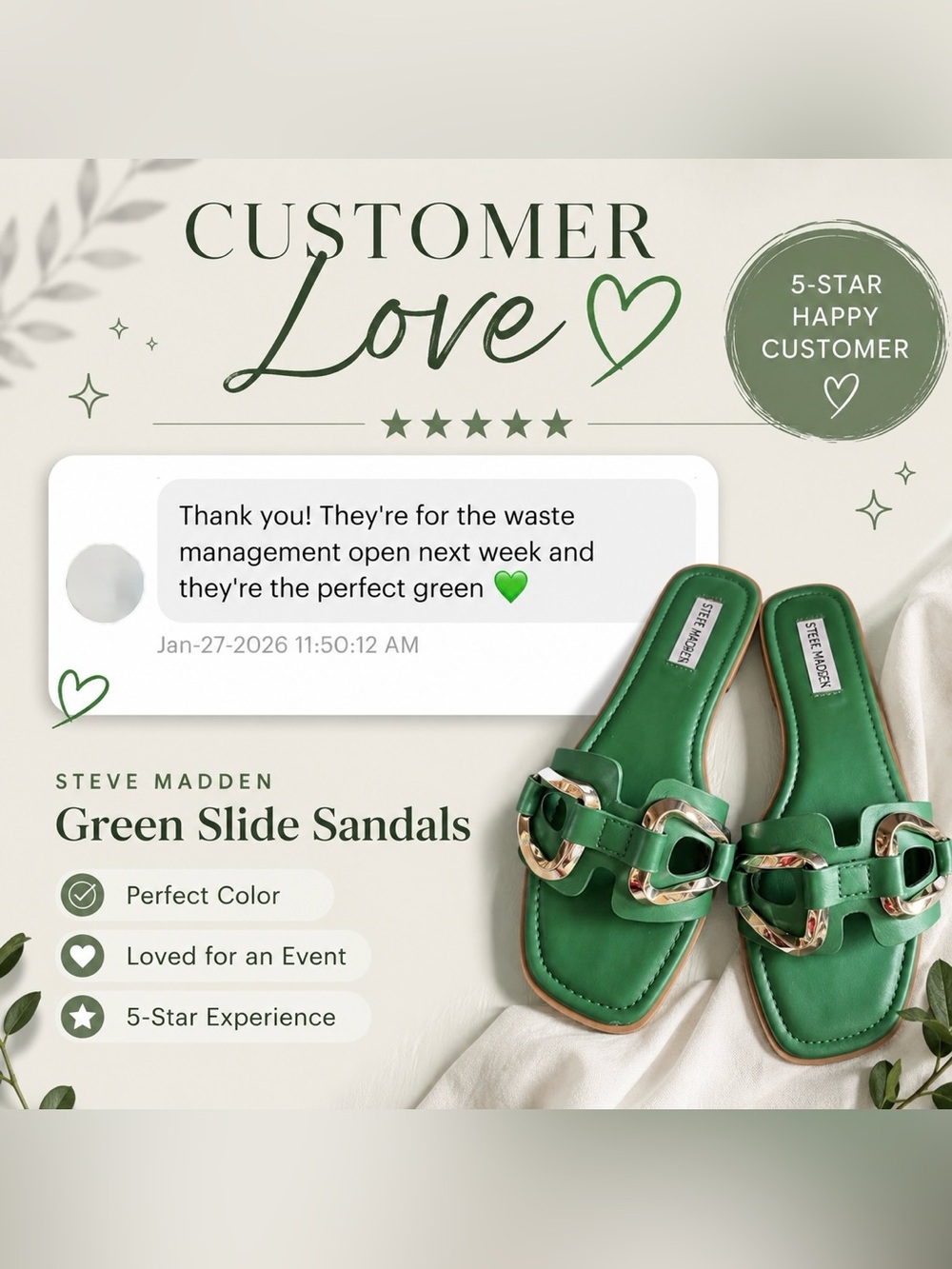 Steve Madden Green Slide Sandals 💚